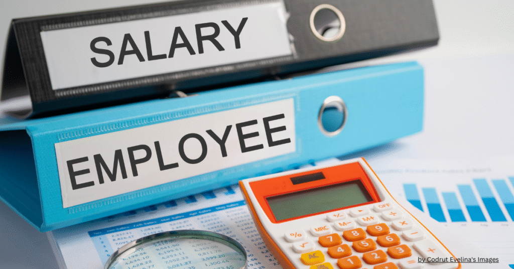 How to save money from salary – employee salary files, calculator, and financial documents on desk.